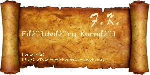 Földváry Kornél névjegykártya