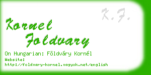 kornel foldvary business card