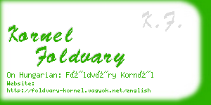 kornel foldvary business card